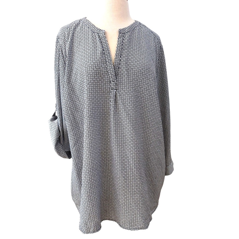 Dalia Blouse Multicolor Geometric Pattern ¾ Sleev… - image 1